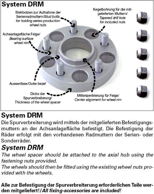 H&R SPURVERBREITERUNG 60mm System DRM für LEXUS TOYOTA Fit 1444